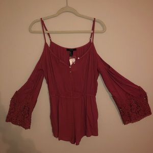 Forever 21 Bell Sleeve Open Shoulder Romper